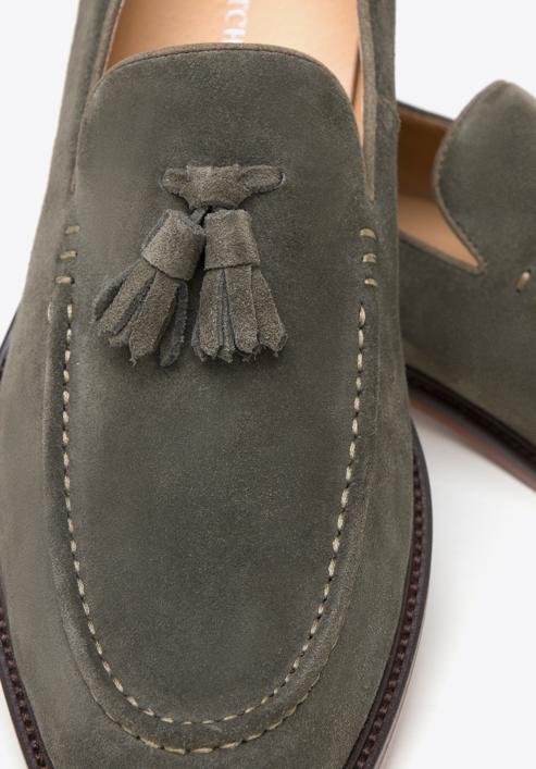 Men's suede tassel loafers, green, 98-M-702-5-40, Photo 7