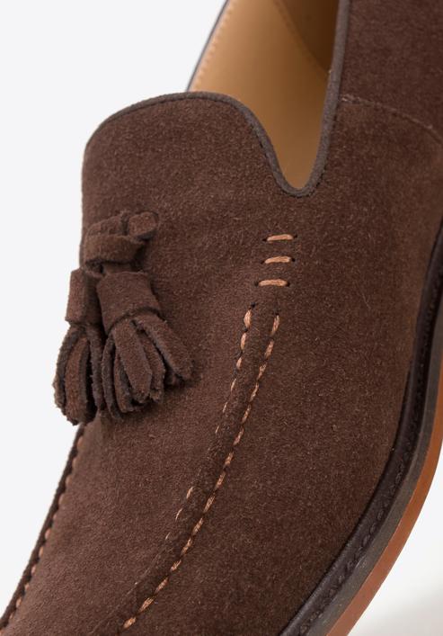 Men's suede tassel loafers, dark brown, 98-M-702-Z-42, Photo 8