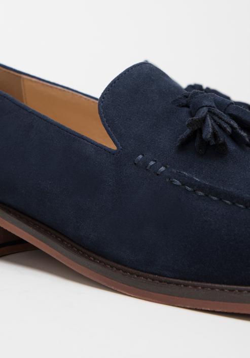 Men's suede tassel loafers, navy blue, 98-M-702-Z-45, Photo 8
