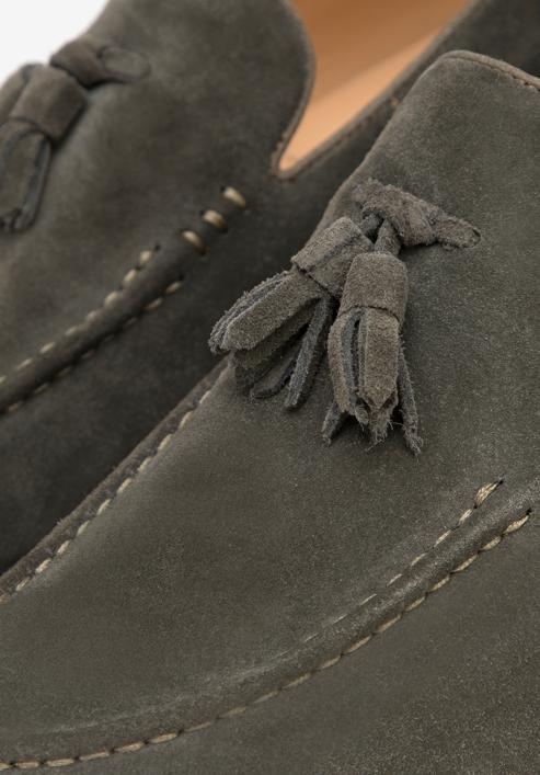 Men's suede tassel loafers, green, 98-M-702-4-44, Photo 8