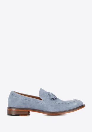 Men's suede tassel loafers, blue, 96-M-706-7-44, Photo 1