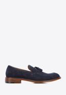Men's suede tassel loafers, navy blue, 96-M-706-Z-44, Photo 1