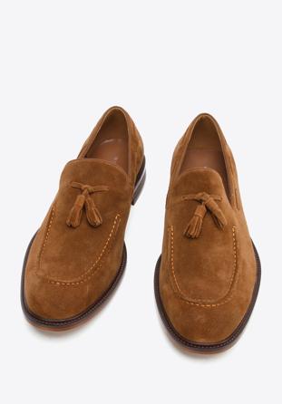 Men's suede tassel loafers, brown, 96-M-706-5-44, Photo 1