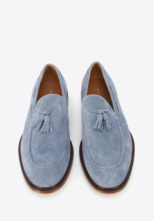 Men's suede tassel loafers, blue, 96-M-706-Z-40, Photo 2