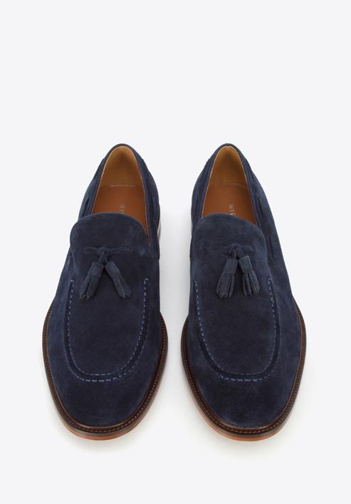 Men's suede tassel loafers, navy blue, 96-M-706-Z-42, Photo 2