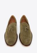 Men's suede tassel loafers, green, 96-M-706-Z-44, Photo 2