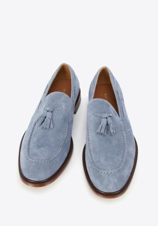 Men's suede tassel loafers, blue, 96-M-706-7-43, Photo 1