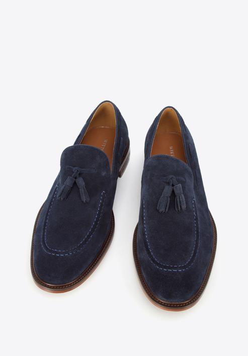 Men's suede tassel loafers, navy blue, 96-M-706-5-42, Photo 3