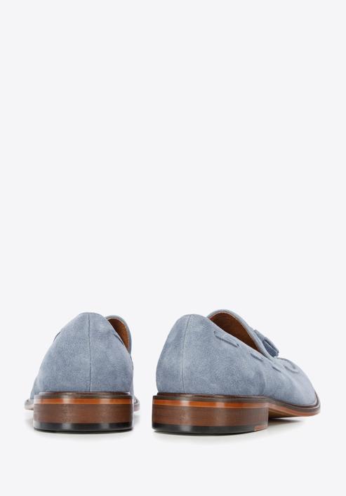 Men's suede tassel loafers, blue, 96-M-706-Z-40, Photo 5