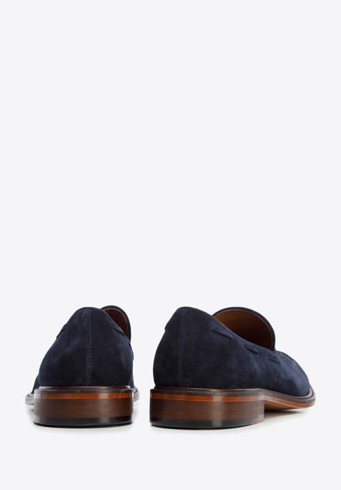 Men's suede tassel loafers, navy blue, 96-M-706-Z-42, Photo 5