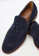 Men's suede tassel loafers, navy blue, 96-M-706-Z-40, Photo 7
