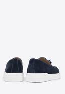 Men's suede tassel platform loafers, navy blue, 98-M-701-Z-40, Photo 4