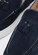 Men's suede tassel platform loafers, navy blue, 98-M-701-N-42, Photo 7