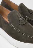 Men's suede tassel platform loafers, dark green, 98-M-701-Z-45, Photo 7