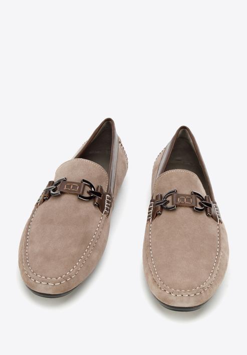 Men's suede loafers, dark beige, 94-M-502-9-44, Photo 2