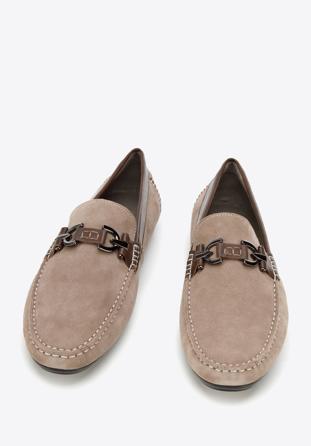 Men's suede loafers, dark beige, 94-M-502-9-41, Photo 1