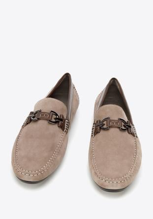 Men's suede loafers, dark beige, 94-M-502-9-42, Photo 1