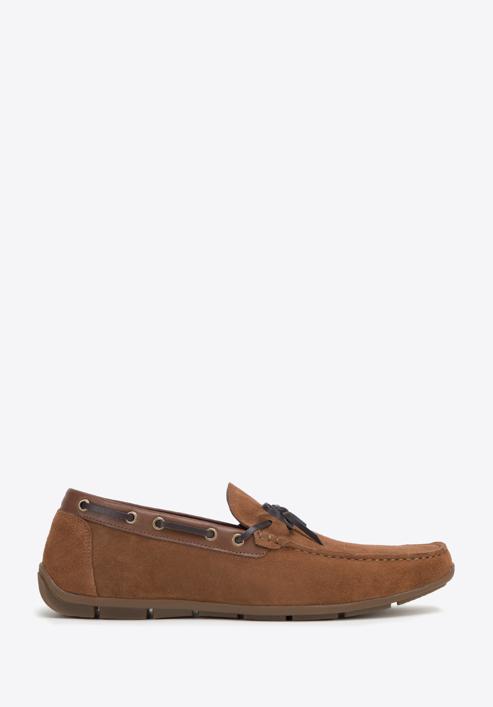 Men's suede moccasins with strap, brown, 98-M-710-N-44, Photo 1