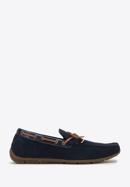 Men's suede moccasins with strap, navy blue, 98-M-710-4-42, Photo 1