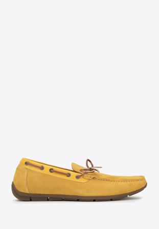Men's suede moccasins with strap, yellow, 98-M-710-Y-40, Photo 1