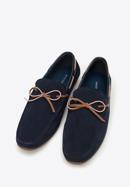 Men's suede moccasins with strap, navy blue, 98-M-710-N-40, Photo 2