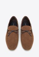 Men's suede moccasins with strap, brown, 98-M-710-N-45, Photo 3