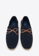 Men's suede moccasins with strap, navy blue, 98-M-710-4-42, Photo 3
