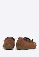 Men's suede moccasins with strap, brown, 98-M-710-N-45, Photo 4