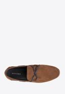 Men's suede moccasins with strap, brown, 98-M-710-N-44, Photo 5