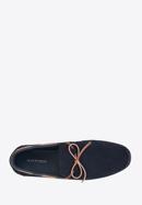 Men's suede moccasins with strap, navy blue, 98-M-710-4-43, Photo 5