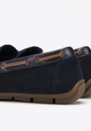 Men's suede moccasins with strap, navy blue, 98-M-710-4-41, Photo 8