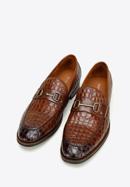 Men's croc-embossed leather bit loafers, brown, 97-M-508-5-44, Photo 2