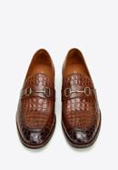 Men's croc-embossed leather bit loafers, brown, 97-M-508-5-44, Photo 3