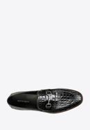 Men's croc-embossed leather bit loafers, black, 97-M-508-1-45, Photo 5
