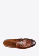 Men's croc-embossed leather bit loafers, brown, 97-M-508-5-44, Photo 5
