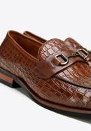 Men's croc-embossed leather bit loafers, brown, 97-M-508-5-44, Photo 6