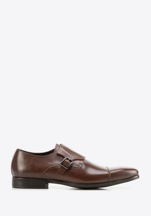 Leather monk shoes, dark brown, 94-M-513-4-45, Photo 1