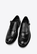 Men's perforated leather monk shoes, black, 98-M-714-5-45, Photo 2