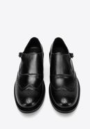 Men's perforated leather monk shoes, black, 98-M-714-4-45, Photo 3