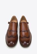 Men's perforated leather monk shoes, brown, 98-M-714-4-44, Photo 3