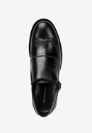 Men's perforated leather monk shoes, black, 98-M-714-5-45, Photo 5