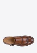Men's perforated leather monk shoes, brown, 98-M-714-4-44, Photo 5