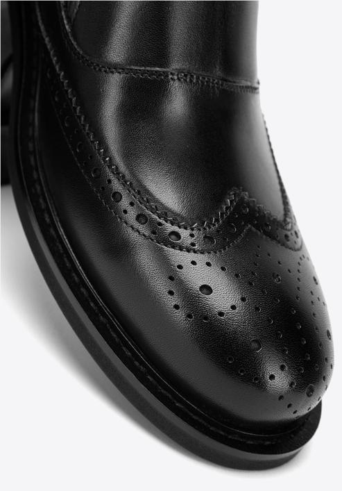 Men's perforated leather monk shoes, black, 98-M-714-5-45, Photo 7