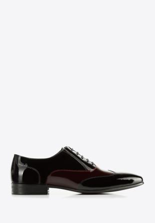 Men's two-tone patent leather Oxfords shoes, black-burgundy, 96-M-503-13-42, Photo 1