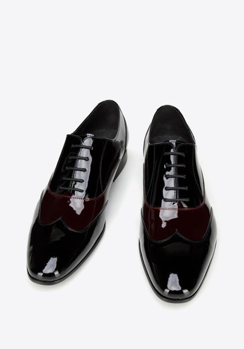 Men's two-tone patent leather Oxfords shoes, black-burgundy, 96-M-503-13-44, Photo 3