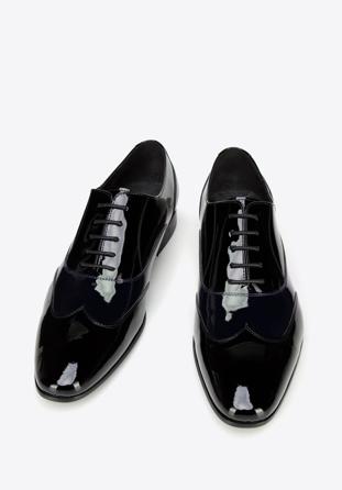 Men's two-tone patent leather Oxfords shoes, black-navy blue, 96-M-503-1N-44, Photo 1