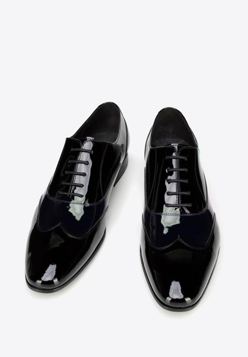 Men's two-tone patent leather Oxfords shoes, black-navy blue, 96-M-503-1N-39, Photo 3