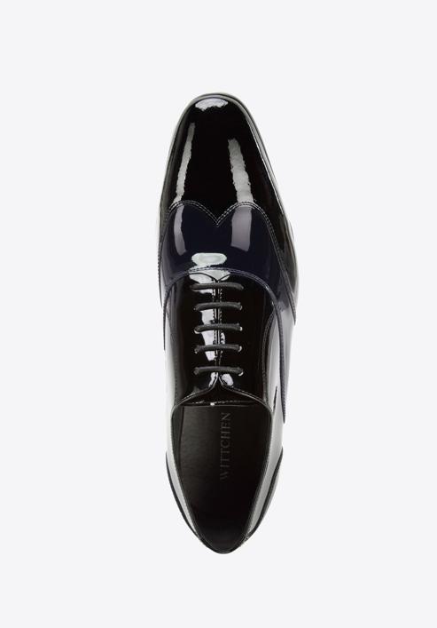 Men's two-tone patent leather Oxfords shoes, black-navy blue, 96-M-503-1N-43, Photo 5