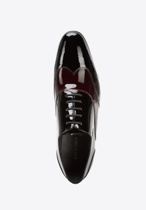 Men's two-tone patent leather Oxfords shoes, black-burgundy, 96-M-503-1N-39, Photo 6
