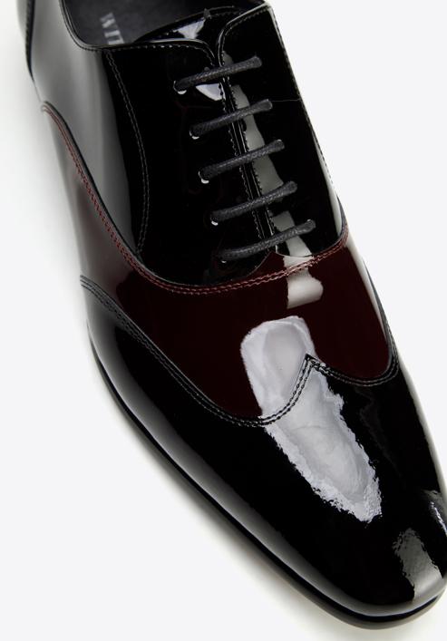 Men's two-tone patent leather Oxfords shoes, black-burgundy, 96-M-503-13-44, Photo 8
